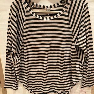 Splendid long sleeve waffle striped top